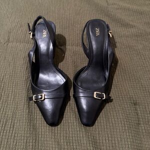 Zara Black Slingback Heels